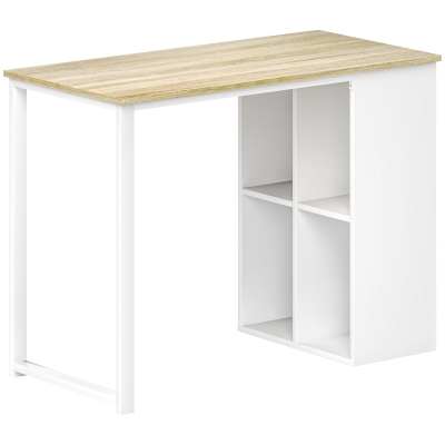 HOMCOM Compact Computer Desk, Modern Desk with Storage Compartments, for Small Spaces, 100 x 54 x 75 cm, White