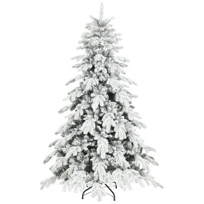 HOMCOM 6ft Flocked Christmas Tree Hinged Dense Tips