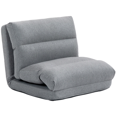 HOMCOM Floor chair lazy sofa convertible to bed reclining 90° to 180° fabric - 70l x 72P x 56H cm - gray