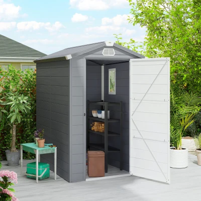 Outsunny Aluminium Shed 4.4x6.2ft with Foundation Grey