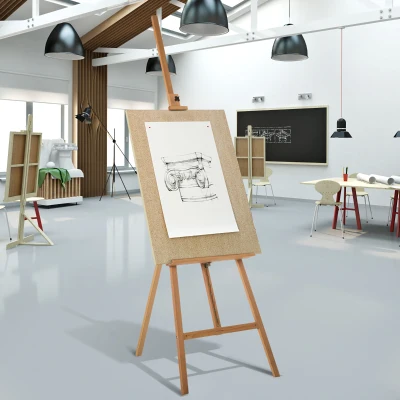 HOMCOM Folding Beech Wooden Easel Studio Art Display Stand A-frame 174-230 cm Tilt Up 90°
