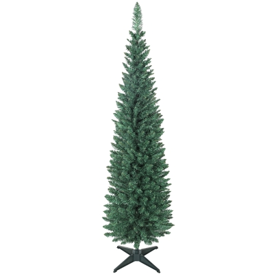 HOMCOM Sapin de Noël Slim 180cm 321 Pointes Vert Facile à Monter