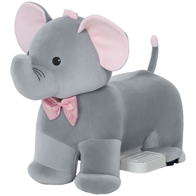 AIYAPLAY Éléphant Électrique 6V Musique Roues Silencieuses Gris