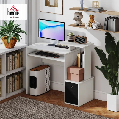 HOMCOM Particle Board Multi-Tier Computer Desk White