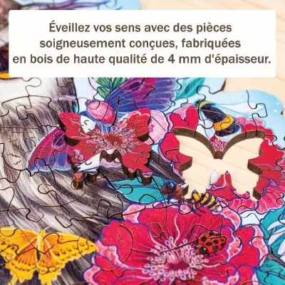 Puzzle en bois Hibou floral 150 pieces robustes et naturelles dont 15 figurines en bois (whimsies), des 10 ans, 17511, Ravensburger