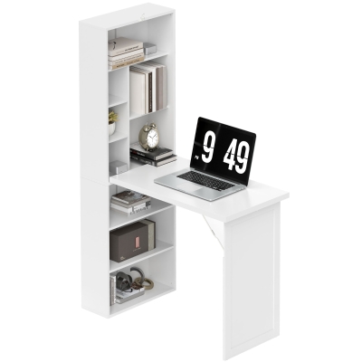 HOMCOM Three-Part Work Desk, with Storage and Writing Board - White