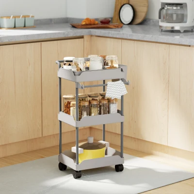 HOMCOM Carrello da Cucina 42x42.5x76 cm Grigio
