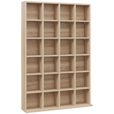 HOMCOM Mobile Libreria Porta CD con 24 Scomparti Regolabili Legno