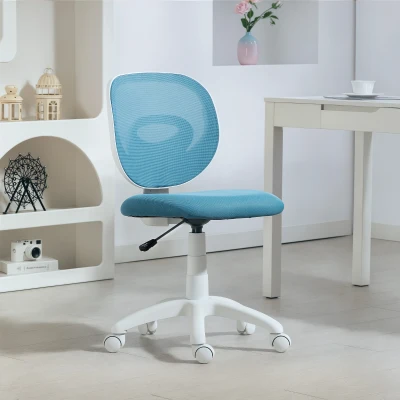 HOMCOM Silla de oficina ergonómica con respaldo en forma de C, regulable en altura, azul