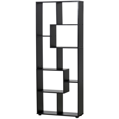 HOMCOM 8-Tier Freestanding Bookcase w/ Melamine Surface Anti-Tipping Foot Pads Home Display Storage Grid Stand Bedroom Living Room Furniture Modern Style - Black