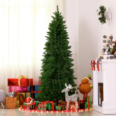 Homcom Albero di Natale Artificiale 210cm Base in Metallo Verde Φ91cm