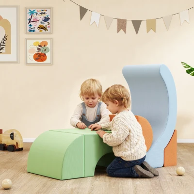 AIYAPLAY 5-teiliges Softbaustein-Set für Kleinkinder, zum Klettern, Krabbeln, Bauen, leichtes Gewicht, Cord, Schaumstoff, Bunt