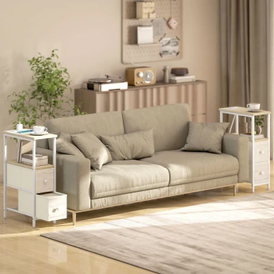 HOMCOM Tavolini laterali 20x40x63 cm Legno naturale