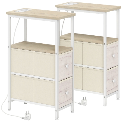 HOMCOM Tavolini laterali 20x40x63 cm Legno naturale