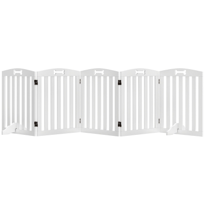 PawHut Freestanding Dog Gate with Support Feet, for Doorframes, Hallways, Stairs, 258 x 30 x 61 cm, White