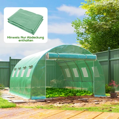 Outsunny Ersatz-Gewächshausabdeckung, wetterbeständig, 400 cm x 300 cm x 200 cm, Transparent, Grün