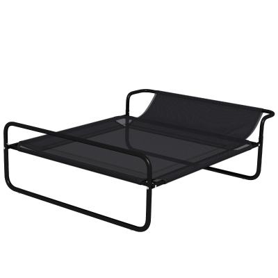 PawHut Erhöhtes Hundebett Erfrischend und Atmungsaktiv 106x81x33 cm Textilene-Netz Schrägstellbare Kopfstütze Schwarz