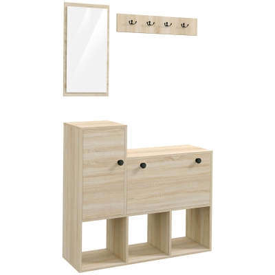 Homcom Set 3-in-1 pentru Hol – Cuier, Banca si Oglinda