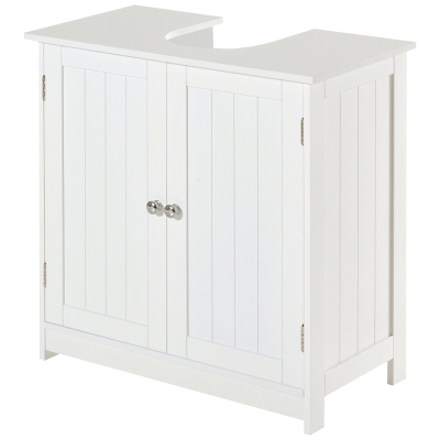 HOMCOM Armoire Sous-Lavabo Blanc MDF 60x30x60cm Salle de Bain