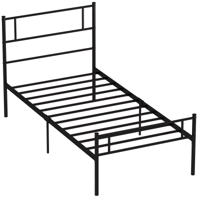 HOMCOM Single Metal Bed Frame Black with Storage Space