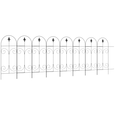 Outsunny Garden Fencing 8PCs Metal Black 44in x 12.5ft