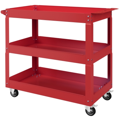 DURHAND Chariot à Outils 3 Niveaux Acier Rouge sur Roues