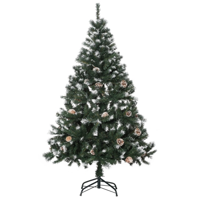 HOMCOM Albero di Natale Artificiale 150cm Innevato con Pigne