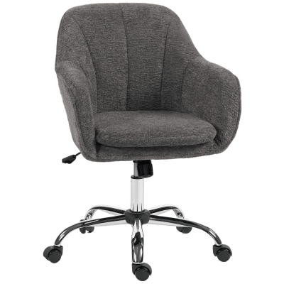 HOMCOM Velvet Swivel Office Chair Tub Back Grey