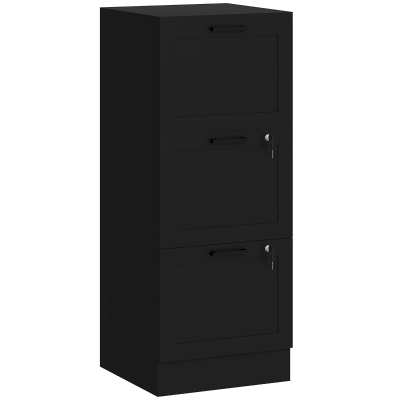 HOMCOM Mueble Archivador con 3 Cajones Cajonera para Escritorio con Cerraduras Carpetas para A4 y Carta 40x40x101 cm Negro
