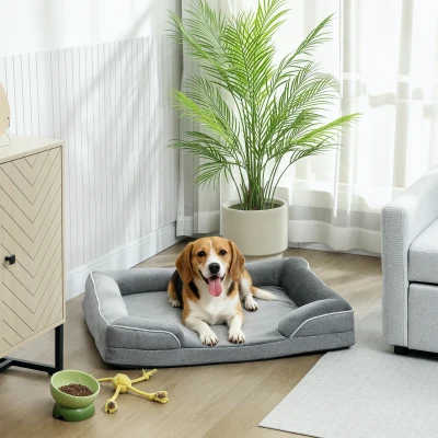PawHut Medium Dog Bed Cat Bed with Non-Slip Base Removable & Washable Cover 91.5x68.5x16.5 cm Gray