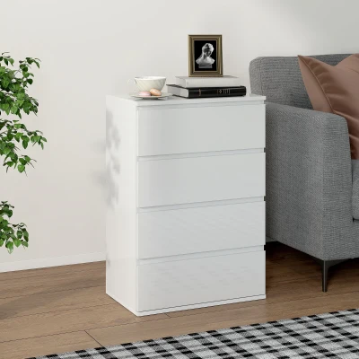 HOMCOM High Gloss 4-Drawer Storage Unit Modern Dresser