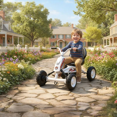 AIYAPLAY Kids Pedal Go Kart Steel Frame White