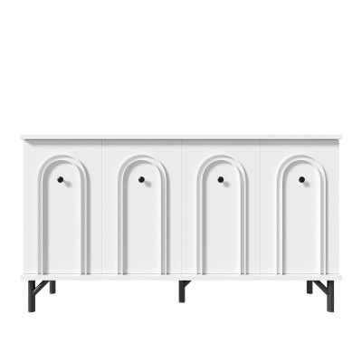 Credenza a 4 ante con frontale ad arco 3D, Bianco