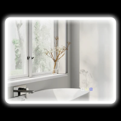 HOMCOM Miroir LED Salle de Bain 70x90cm Anti-Buée Argent