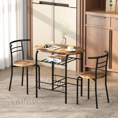 HOMCOM 3-Piece Dining Set Rustic Brown