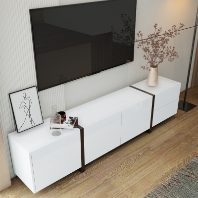 Meuble TV avec rangement bas, Blanc