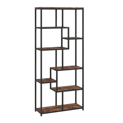 HOMCOM Seven-Tier Geometric Bookcase Brown/Black