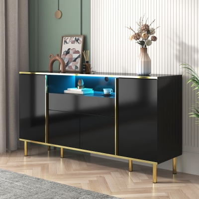 Credenza con illuminazione a LED, Nero