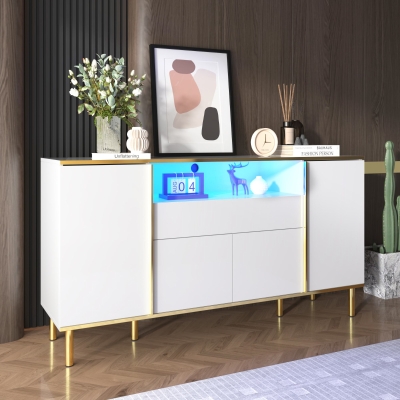 Credenza con illuminazione a LED, Bianco