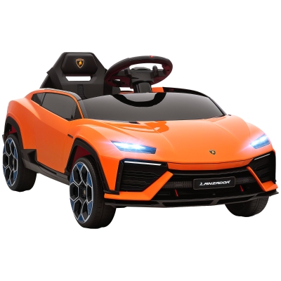 AIYAPLAY Mașină Electrică pentru Copii sub Licență Lamborghini cu Claxon și Telecomandă, 101.5x49x43 cm, Portocalie