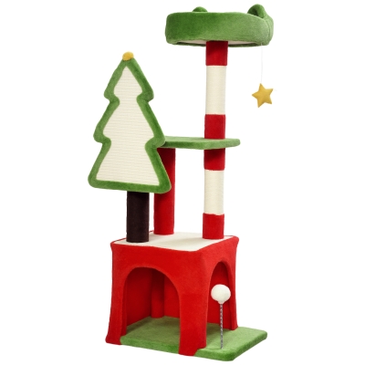 PawHut Christmas Cat Tree 120cm with Scratching Post Green