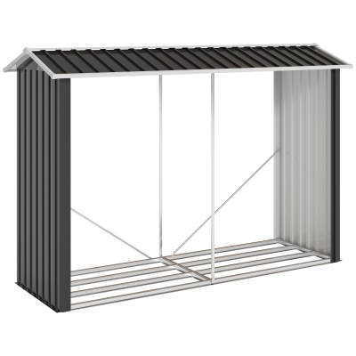 Suport de Lemne cu Structură din Oțel Galvanizat 240x86x160cm Negru
