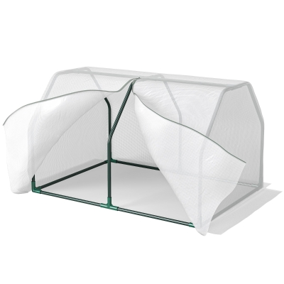 Outsunny Mini  Greenhouse Grow House PVC Cover Steel Frame White 99L x 71W x 60H cm