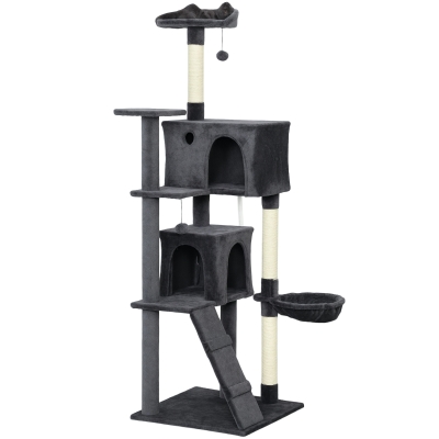 PawHut Large Cat Tree Tower with Sisal Posts Dark Grey