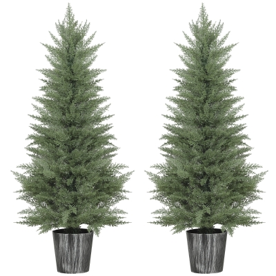 HOMCOM Artificial Cypress Trees Set with Pot Green 135cm