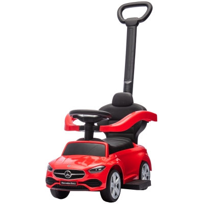 AIYAPLAY Porteur Enfants Mercedes-Benz Rouge avec Poignée Amovible