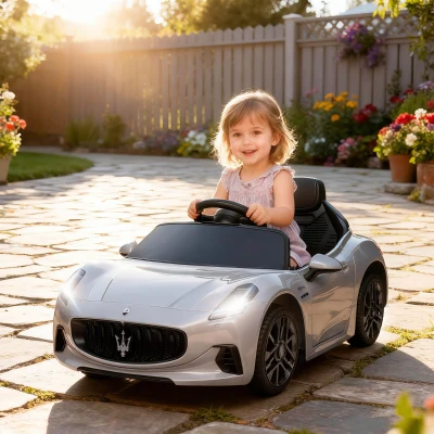 AIYAPLAY 12V Kinder-Elektroauto, Kinderfahrzeug mit LED-Lichtern, Musik, Hupe, für Kinder von 3-5 Jahren, Grau