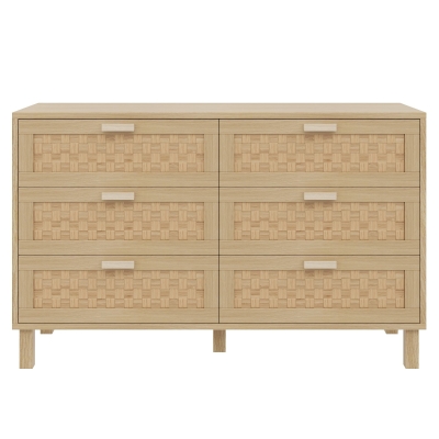 Credenza con sei cassetti in rattan, Colore naturale