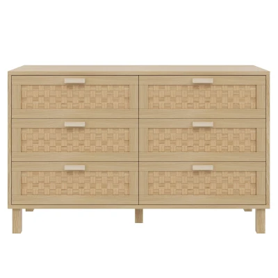Credenza con sei cassetti in rattan, Colore naturale