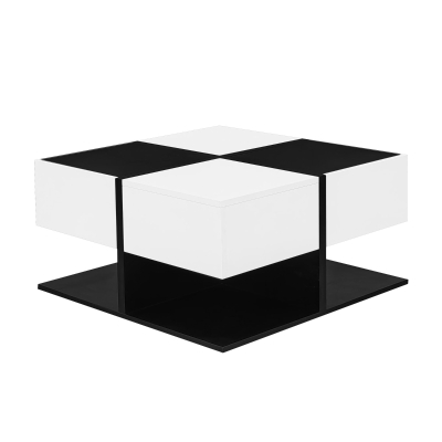 Table basse avec 2 tiroirs, Noir+Blanc